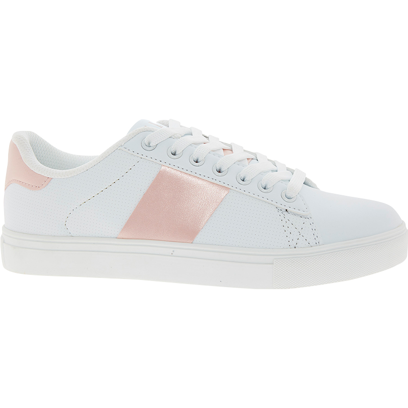 sneakersy białe z różowymi elementami