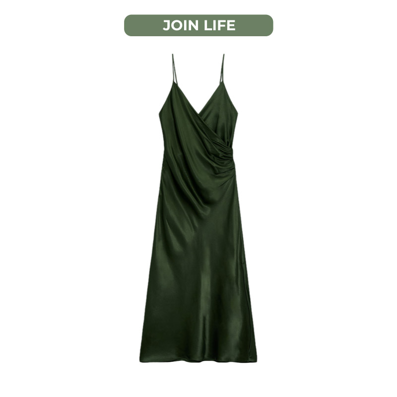 Joint life, sukienka, damska sukienka, zielona sukienka, Zara, satynowa sukienka