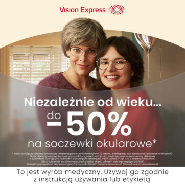 50% zniżki na soczewki okularowe