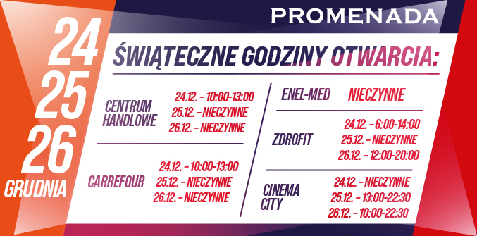 Świąteczne godziny otwarcia