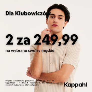 2 za 249,99 zł na wybrane swetry męskie