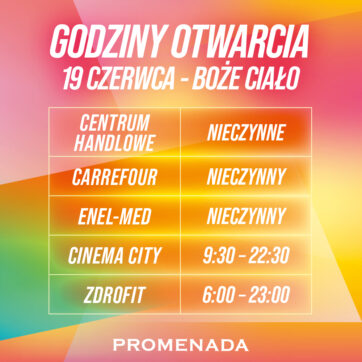 Godziny otwarcia w Boże Ciało!